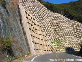When the Japanese want to secure a wall against mudslides, they use this interesting custom concrete quilt.