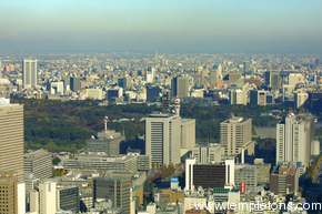 Grounds of the imperial palace from the Tokyo Tower