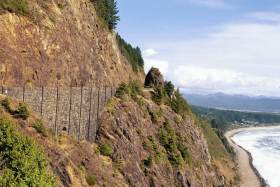 Embankment holds up the road
