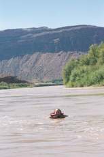 I take a swim in the Colorado during a calm part of our whitewater trip